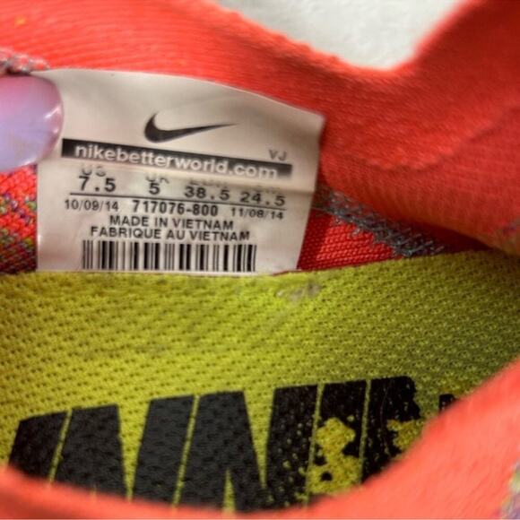 Nike Free 4.0 Flyknit Orange Hot Lava Fuchsia Running Shoes Women's Size 7.5 - Picture 9 of 13